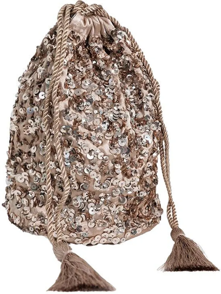 Pochette pailletée taupe-blush avec porte-monnaie amovible pour femme