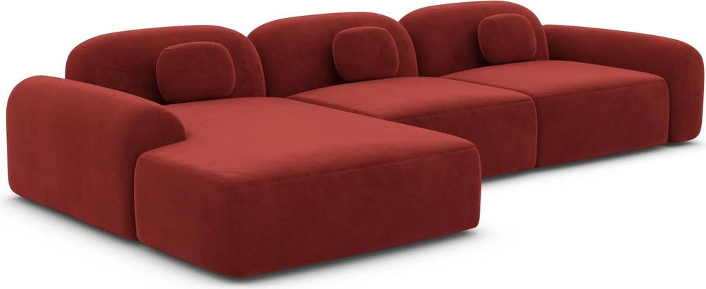 Samtstoff L-Form Sofa Nuvia Rot Links
