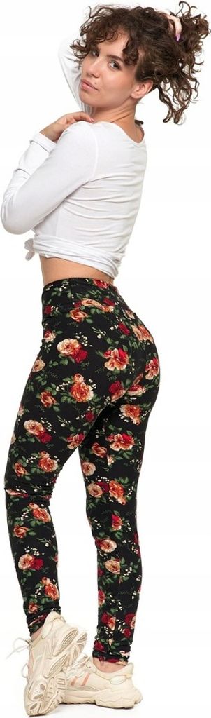 Wzorzyste legginsy sportowe damskie Moraj z wysokim stanem Zdjęcie produktu 4