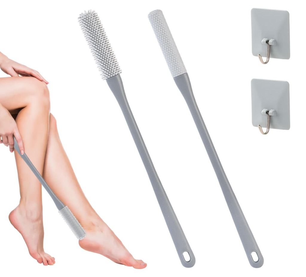 2-teiliges Fußbürsten-Set, Zehenduschebürste, Reinigungsbürste, Anti-Juckreiz-Scheuerbürste, Zehenbürste mit langem Griff, Fußbürste für S...