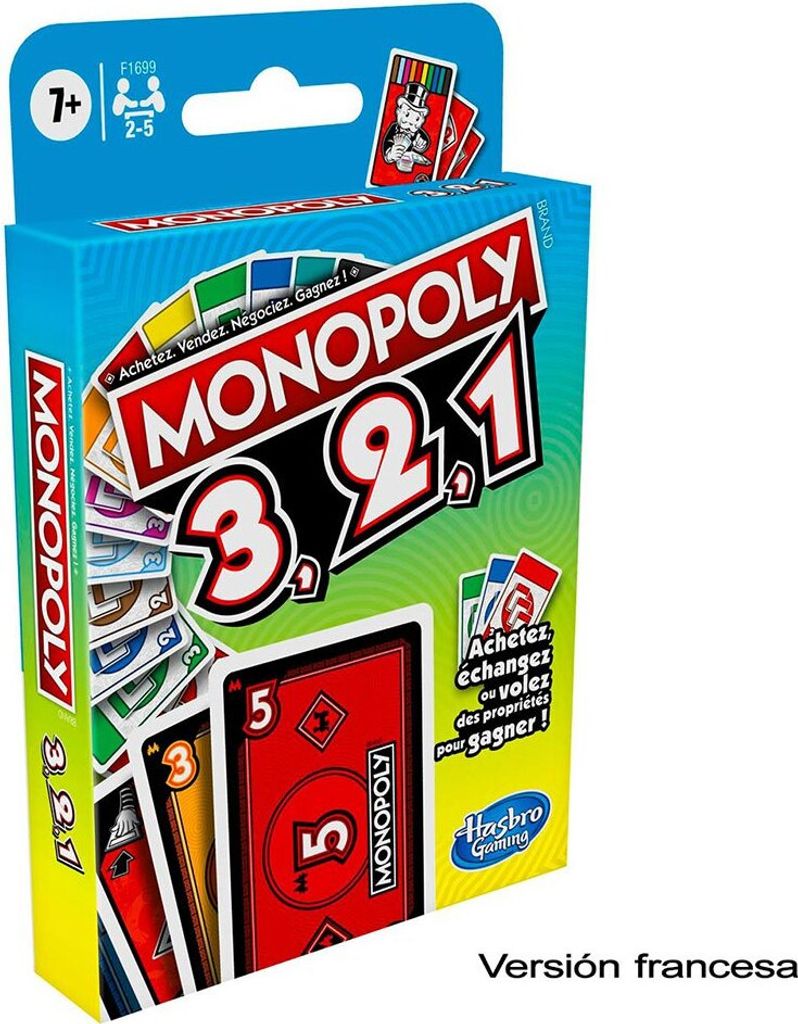 Hasbro Gaming Monopoly 3-2-1 Karten Brettspiel Französisch Durchsichtig Durchsichtig One Size
