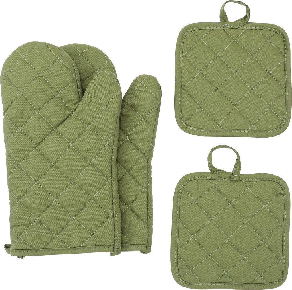 Ofenhandschuhe und Topflappen, 4-teiliges Set, hohe Hitzebest?ndigkeit, 500 Grad, extra dick, lang, Kš¹chen-Baumwoll-Ofenhandschuh zum Kochen (30...