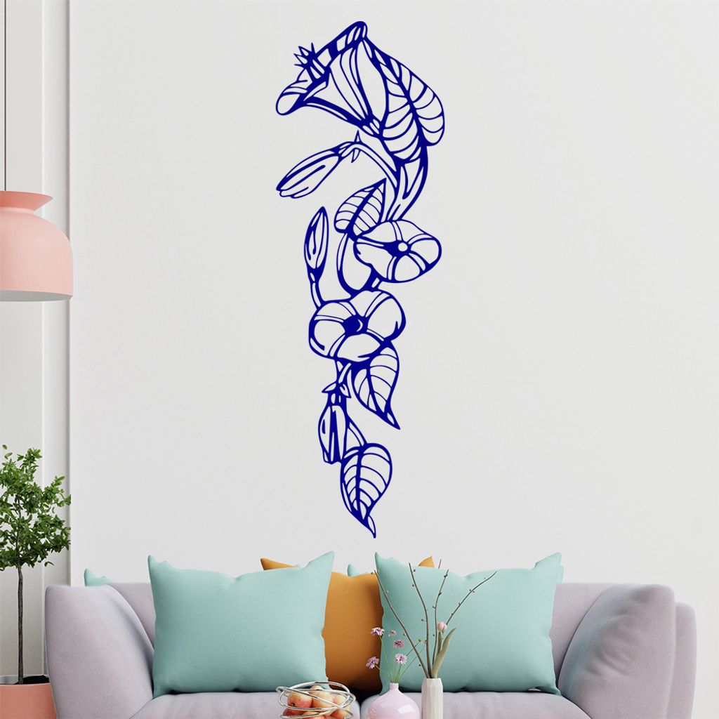 Blume - Ranken Wandtattoo in 6 Größen - Wandaufkleber Wall Sticker - Dekoration, Küche, Wohnzimmer, Schlafzimmer, Badezimmer