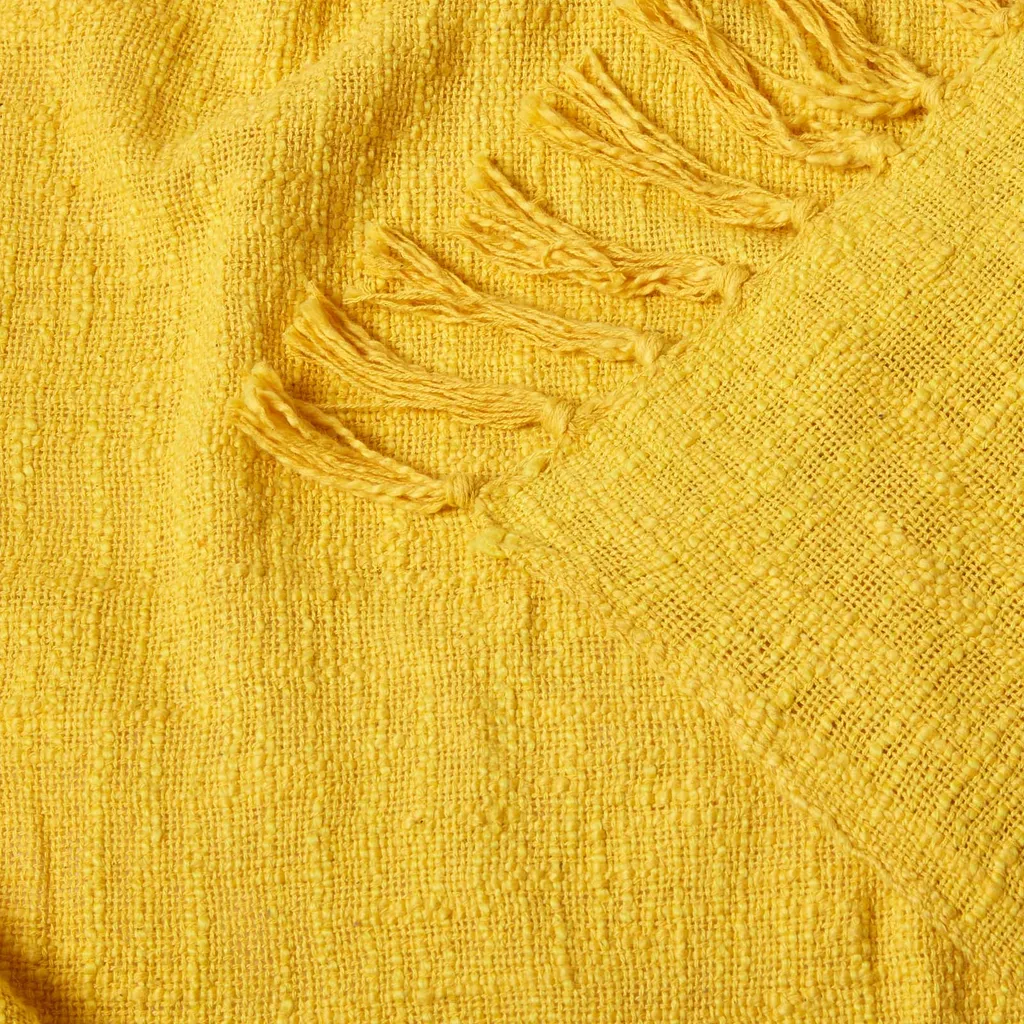 Homescapes Nirvana Couverture Coton Jaune Soleil 150x200 Design Slub - 5