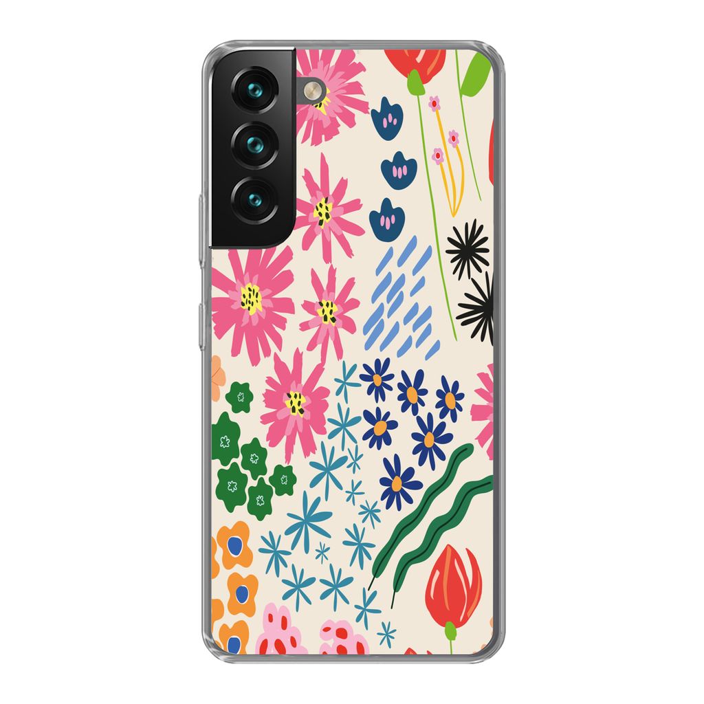 MuchoWow Handyhülle Schutzhülle Hülle für Samsung Galaxy S22 Plus Blume - Blätter - Feldblumen Silikon Softcase Handy Hülle - Schutzabdeckung