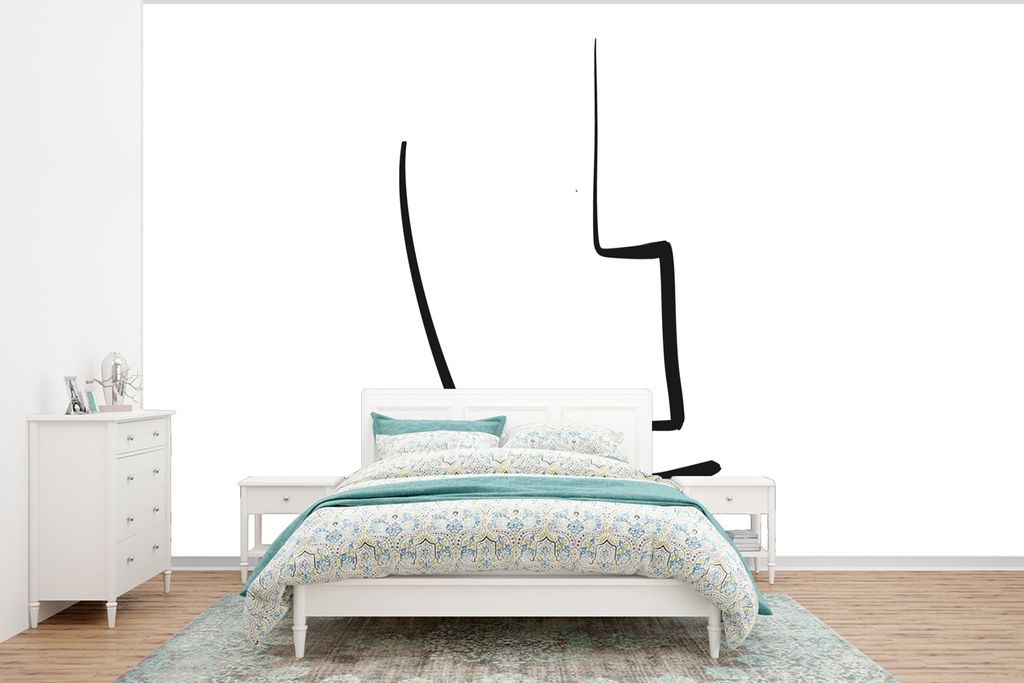 MuchoWow Fototapete für Wohnzimmer oder Schlafzimmer Wandtapete Vinyl Motivtapete Gesicht - Frau - Abstrakt - 375x280 cm - Schlafzimmer tapete