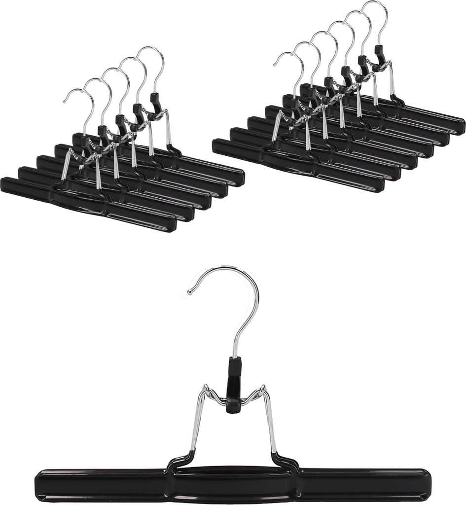 VonBueren 12x Hosenbügel Klemmbügel schwarz | Hosenspanner Produktbild 