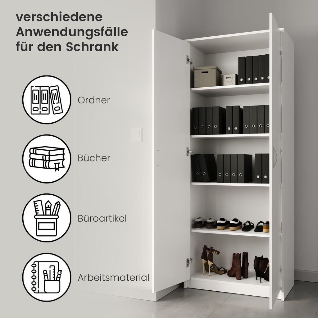 Kleiderschrank weiß mit vier Einlegeböden