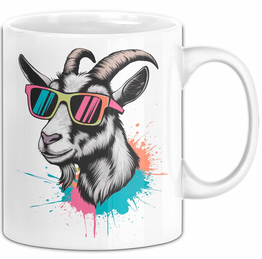 Ziegenbauer Ziegen Tier Sonnenbrille Tasse Geschenk Lustige Geschenkidee Spruch (Weiß)
