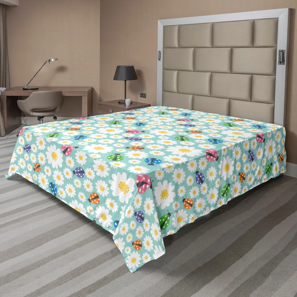 Drap Housse Doux et Confortable Motif Coccinelles Porte-Bonheur 260cm