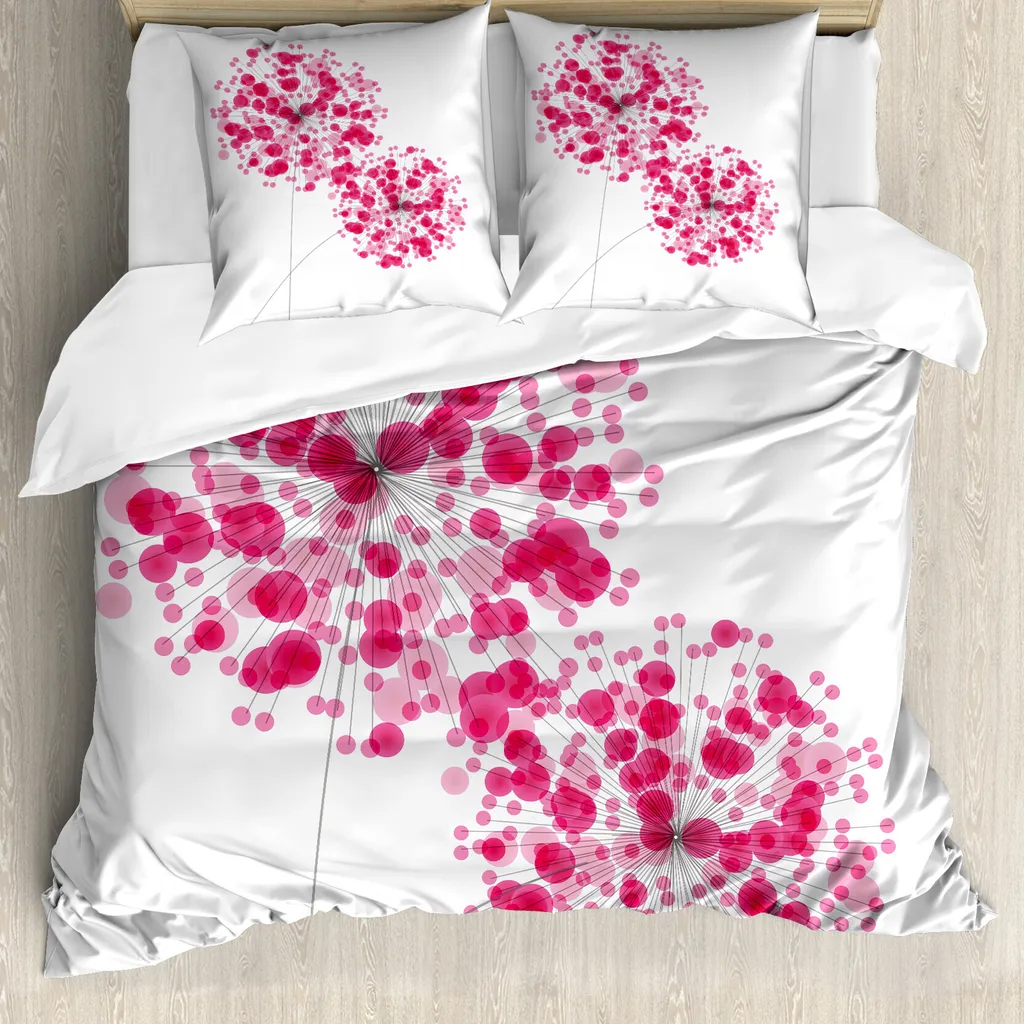 Copripiumino Rosa Denti di Leone 155x220 - Set Letto Antiacaro Abakuhaus