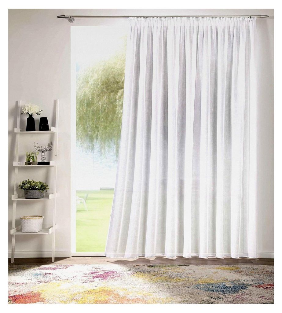 Gardinen Store Voile Effekt Vorhang mit Kräuselband, transparent Weiß, in verschiedenen Größen | 600 x 240 cm