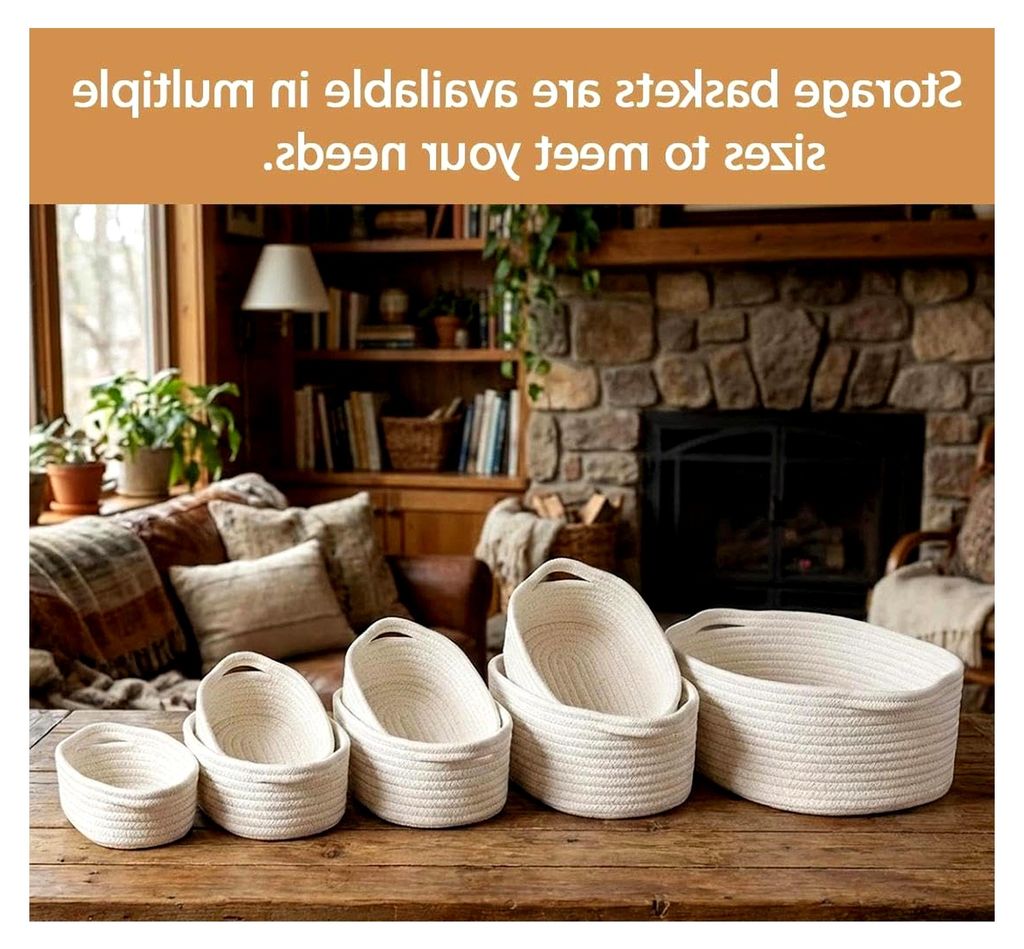 Set aus 5 geflochtenen Aufbewahrungskörben, Strickkörbe für Bad, kleine Körbe aus Baumwolle für Kleidung, Spielzeug und Alltagsgegenstände (W...