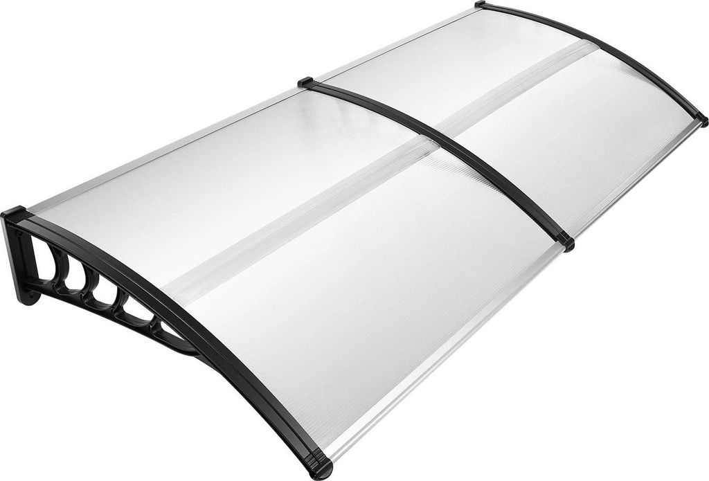 Vordach für Haustür - Türdach - Breite 94 cm - Transparentes PC, PP-Halterungen - Wandmontage - 5 mm Hohlkammerplatte - Brandschutzklasse B1 - T...