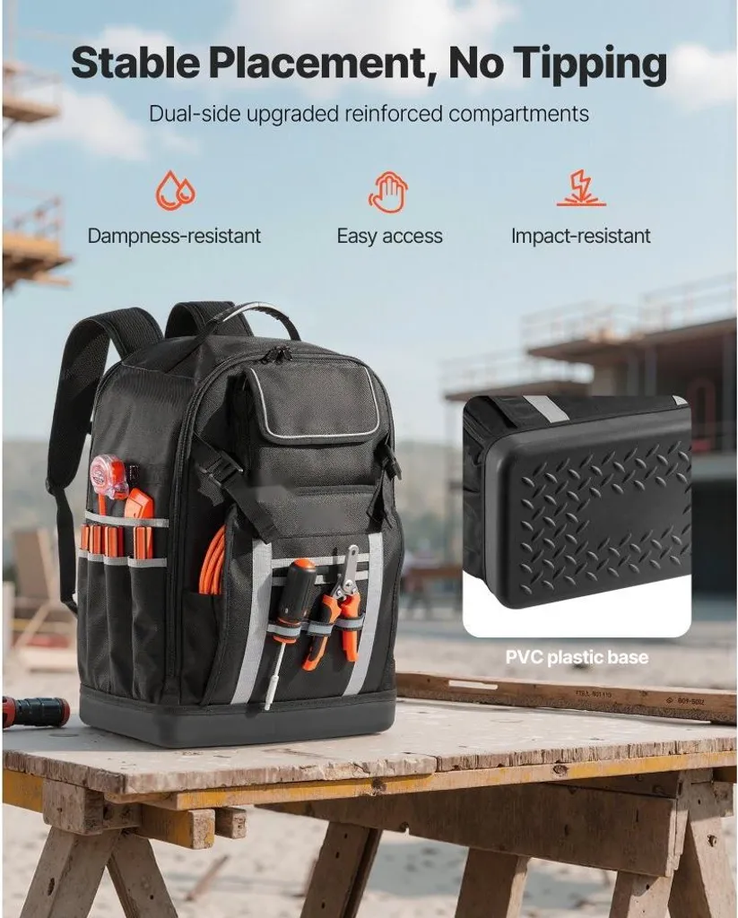 Sacoche à outils Backpack grand volume imperméable avec base rigide
