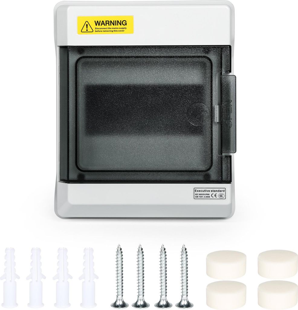 Aufputz Verteilerdose 1-reihig für 6 Module, IP66 wasserdichter Sicherungskasten mit Schloss, Außenbereich