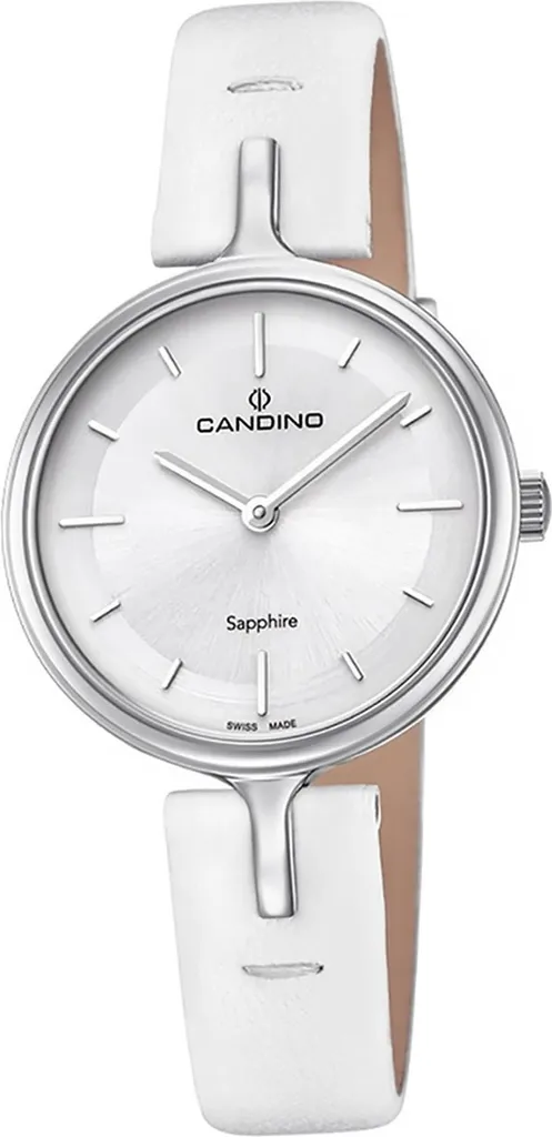 Montre-bracelet Fashion pour femme Candino avec bracelet en cuir blanc