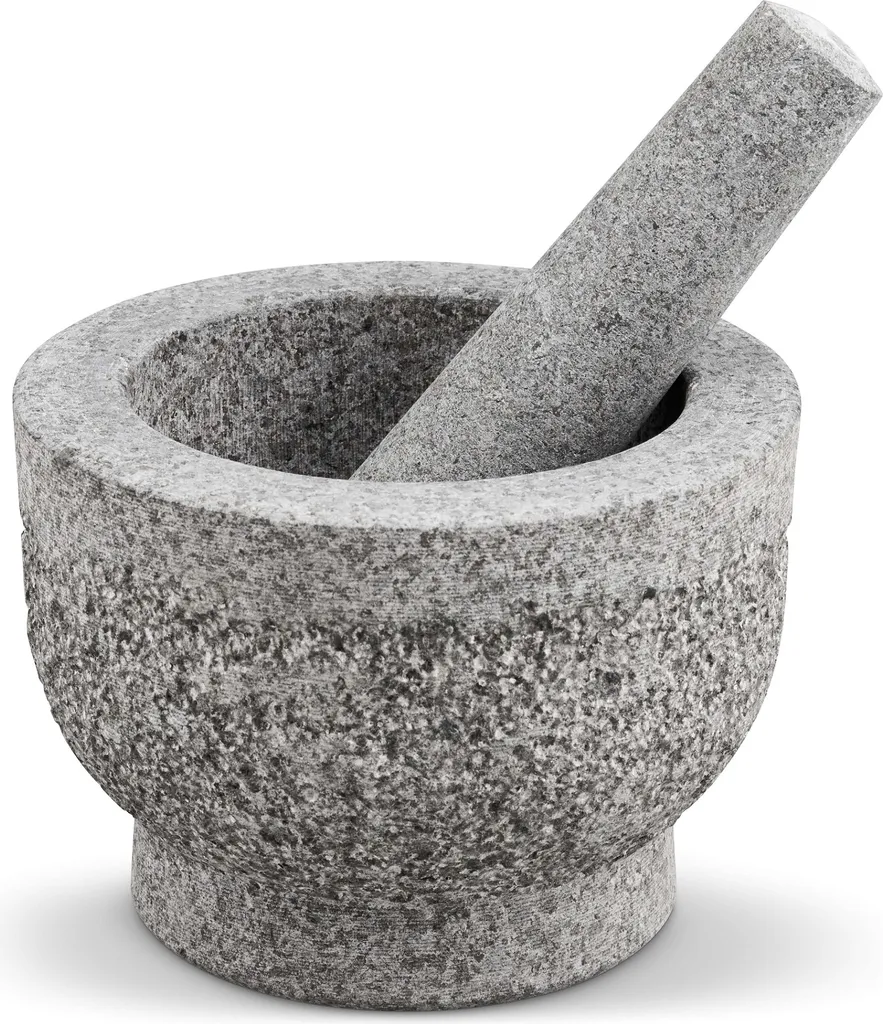 Mortaio in Pietra di Granito 11 cm Grigio - Design Moderno e Robusto