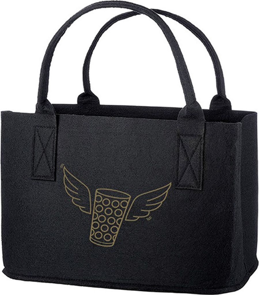 Gilde Tasche, "Dubbegläser", Dubbegläsermotiv, Filz, schwarz, VE 1, L. 26 cm, B. 40 cm, H. 25 cm Höhe: 25.00 cm Breite: 40.00 cm Tiefe: 26.00cm ...