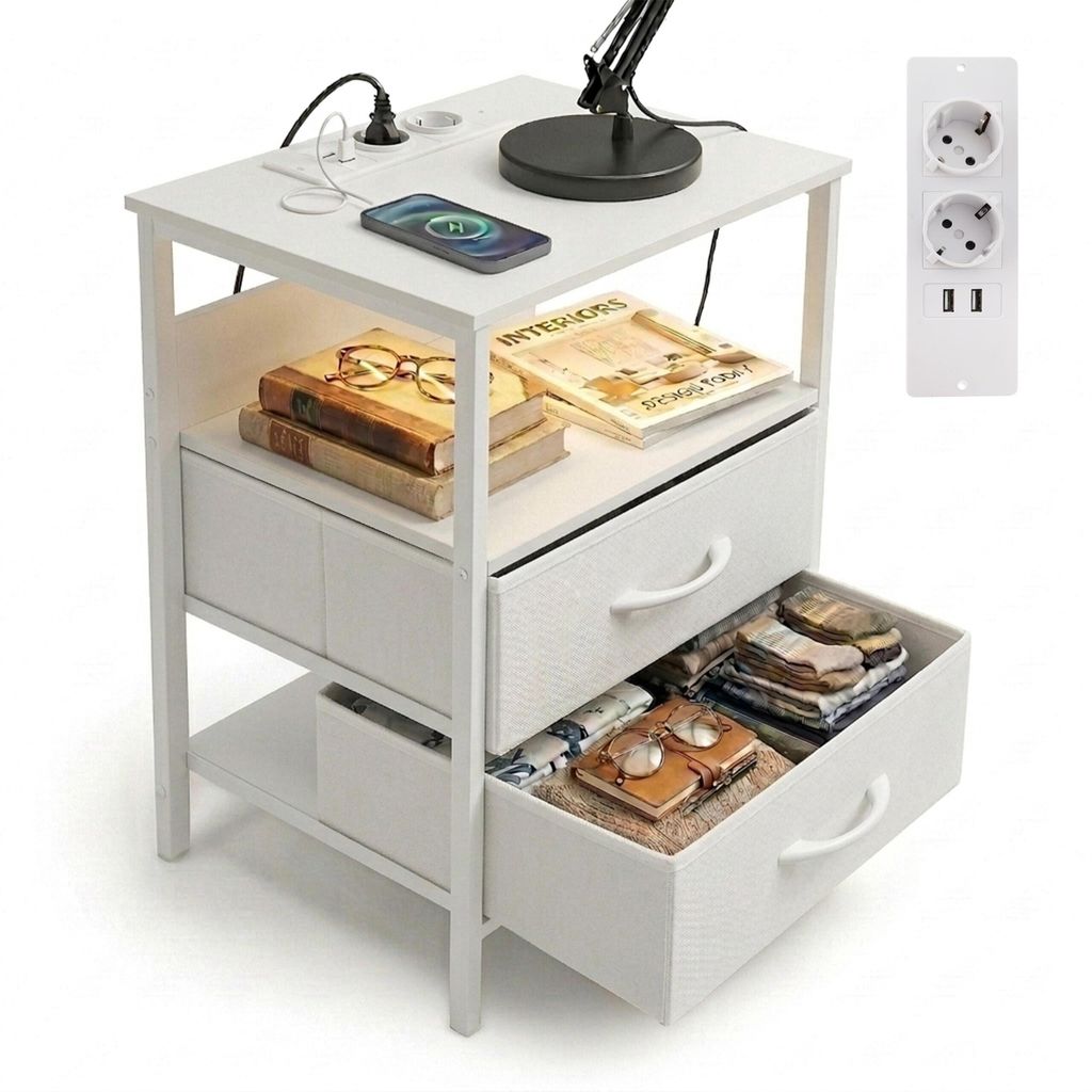 Stolik pomocniczy Relaxdays z oświetleniem LED, gniazdkami, Zdjęcie produktu 