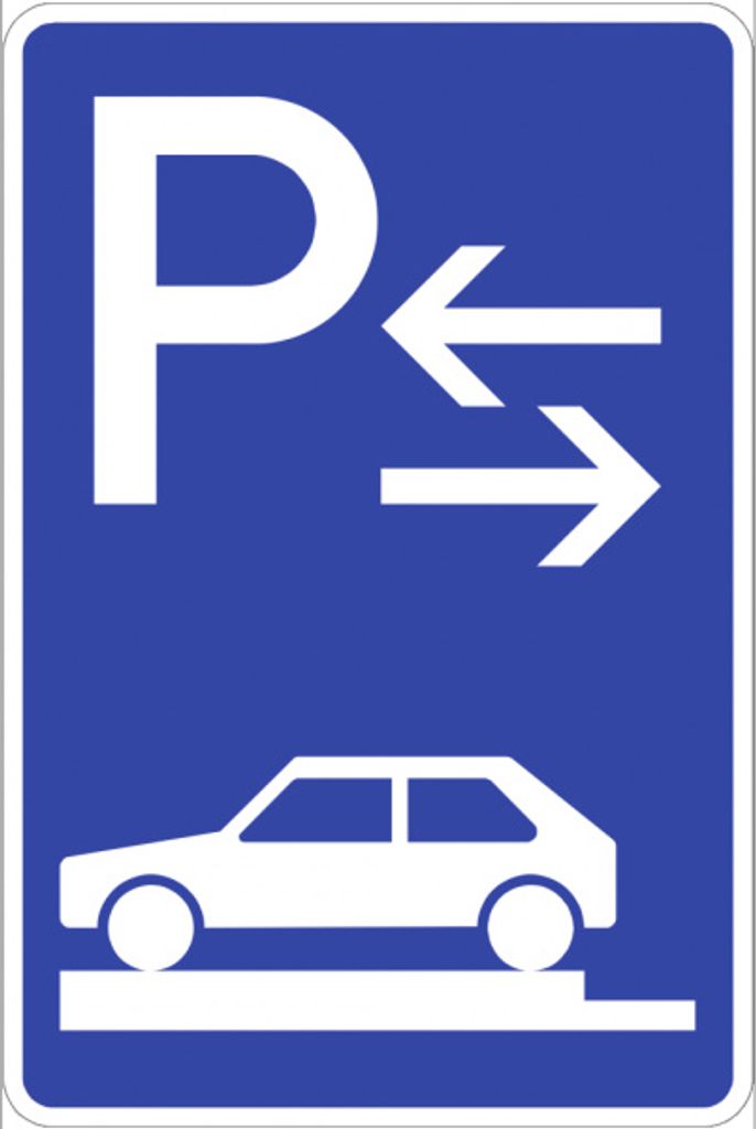 Verkehrsschild VZ315-83, Parken ganz auf Gehwegen quer links (Mitte), Alu, RA...