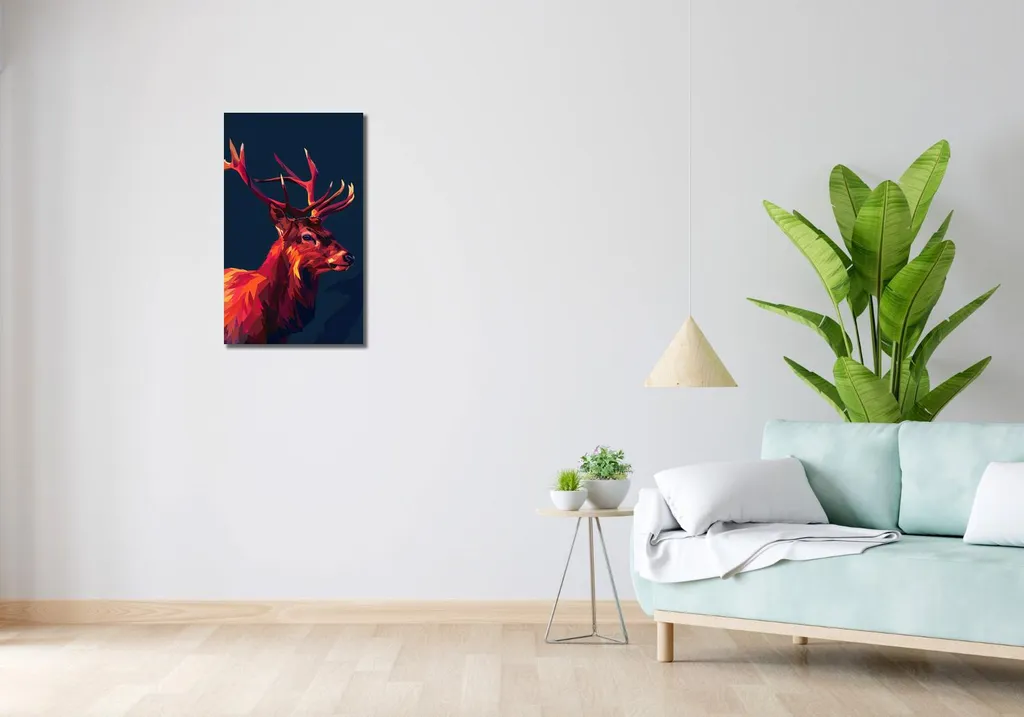 Image Cerf Géométrique 40x70 Impression Haute Qualité Design Moderne