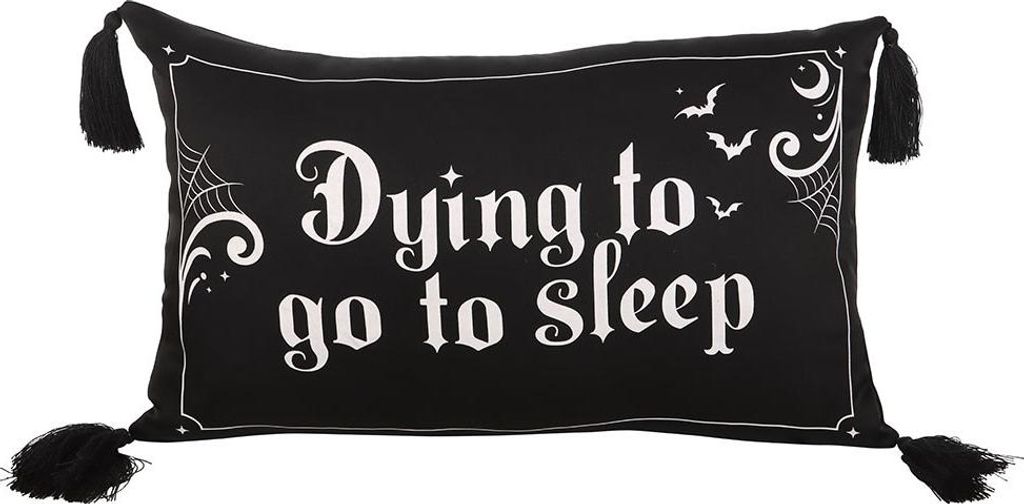 Something Different - Kissen "Dying to Go to Sleep", Satin SD10117 (Einheitsgröße) (Schwarz/Weiß)