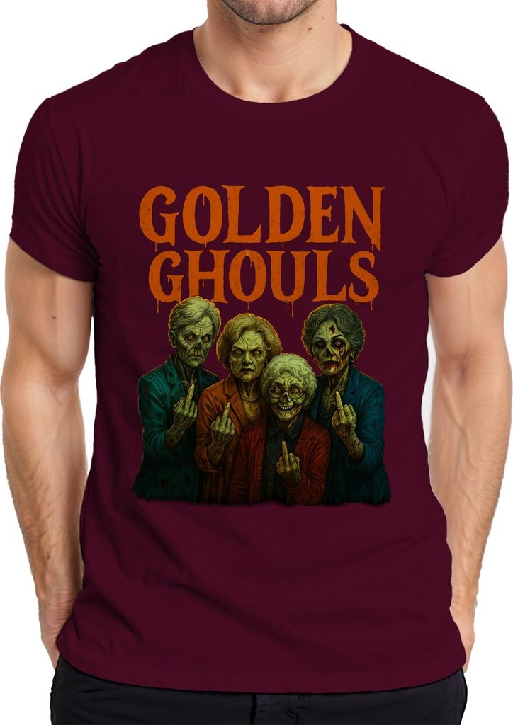 Golden Ghouls Zombie Omas Halloween Horror Grusel Golden Girls Parodie Herren T-Shirt, Burgundy, XL