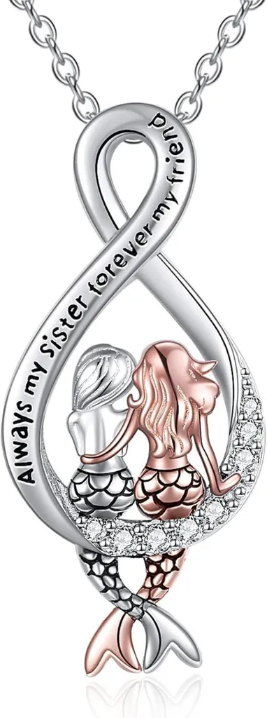 Collier sirène argent massif 925 cristal bleu cadeau Saint-Valentin