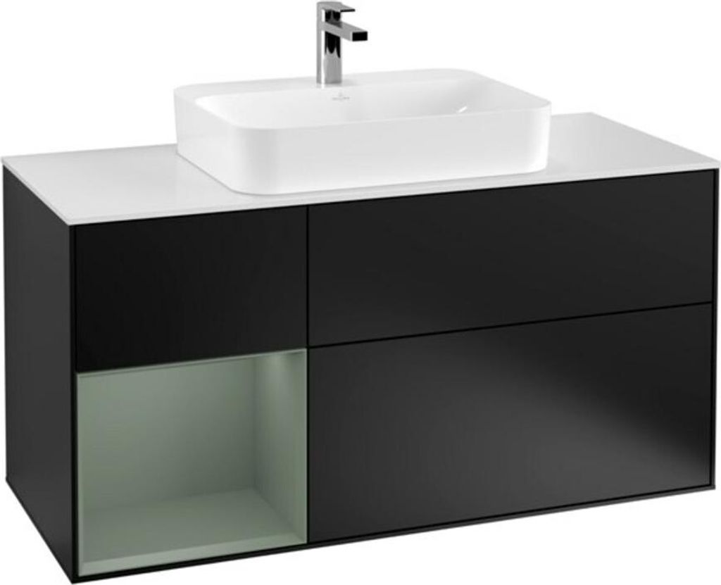 V&B Waschtischunterschrank Wandbeleuchtung Finion 120cm, Pl w m, Rg l Ol m Lac, bla m Lac