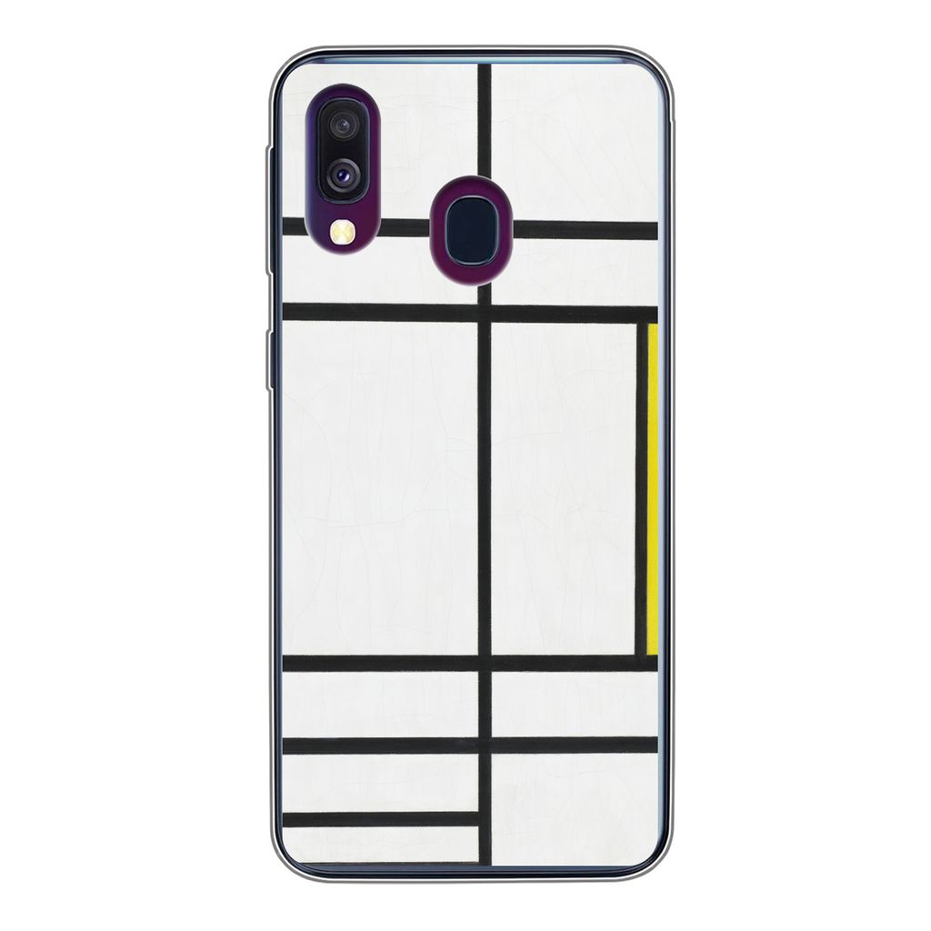 MuchoWow Handyhülle Schutzhülle Hülle für Samsung Galaxy A40 Komposition in Weiß, Rot und Gelb - Piet Mondrian Silikon Softcase Handy Hülle...