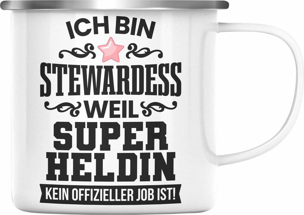 Trendation - Stewardess Emaille Tasse Geschenk für Produktbild 