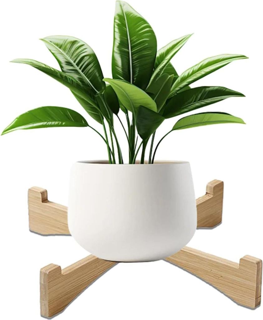 Holz Pflanzenständer für drinnen - Kleine moderne Pflanzenhocker für 8 Zoll Topf - Dekorativer Blumentopfständer für Schreibtisch oder Tischde...
