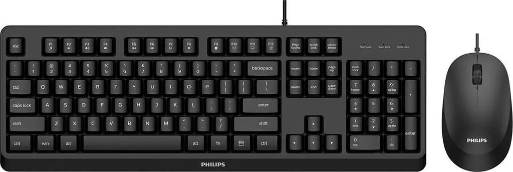 Pack Clavier et Souris pour Télétravail Philips SPT6207BL USB QWERTY