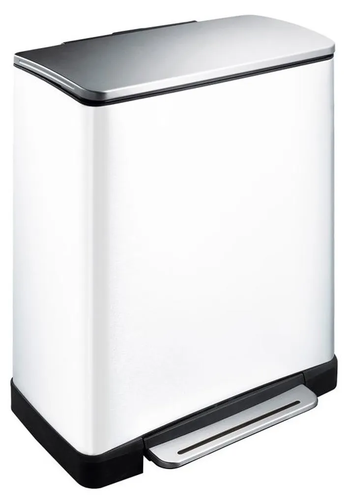 Poubelle de cuisine tri sélectif EKO E-Cube 46L double bac blanc et inox