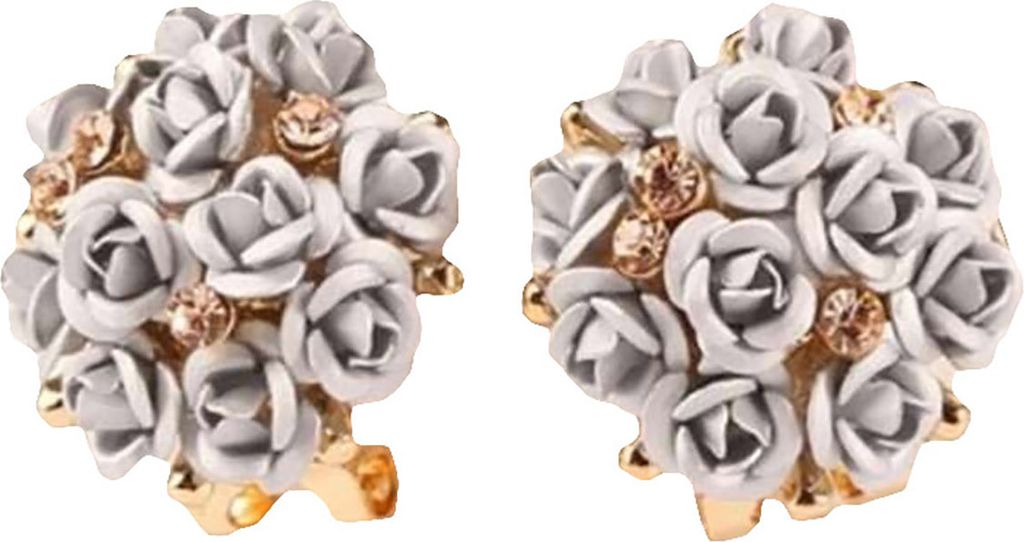 Ohrstecker Exquisite Rose Flower Ball Design Legierung Strass Ohrringe für Bankett-Silber