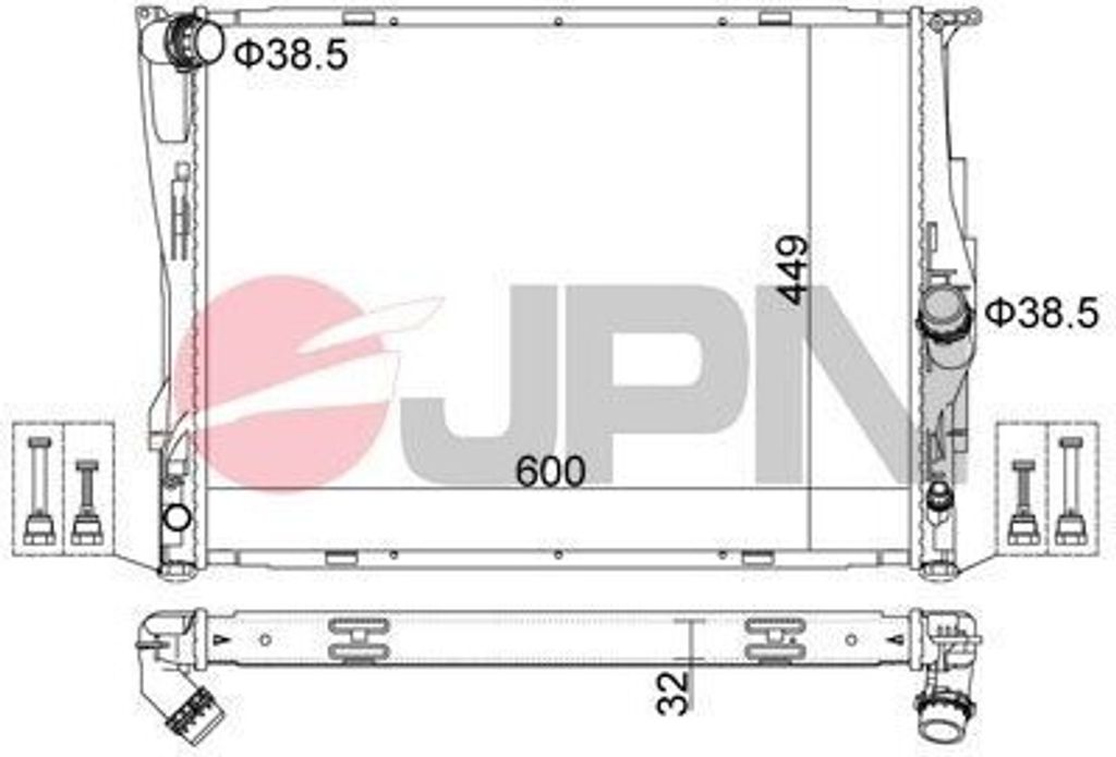 JPN 60C9009-JPN Kühler Wasserkühler Motorkühler für BMW 3 Touring (E91) 3 Limousine (E90) 1 Schrägheck (E87) X1 (E84) 3 Coupe (E92) 3 Cabrio (...