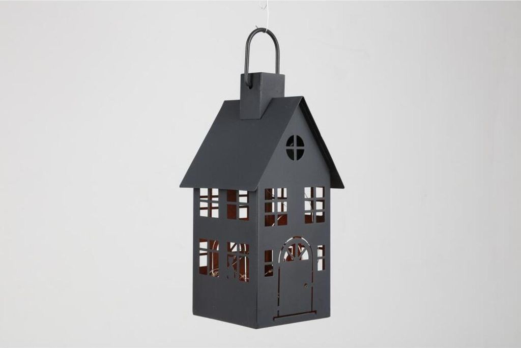 Solarhaus ca. 10,5×10,5×20,5 cm mit 15 LEDs – dekoratives Solar-Lichthaus für Garten, Terrasse und Balkon, stimmungsvolle Außenbeleuchtung