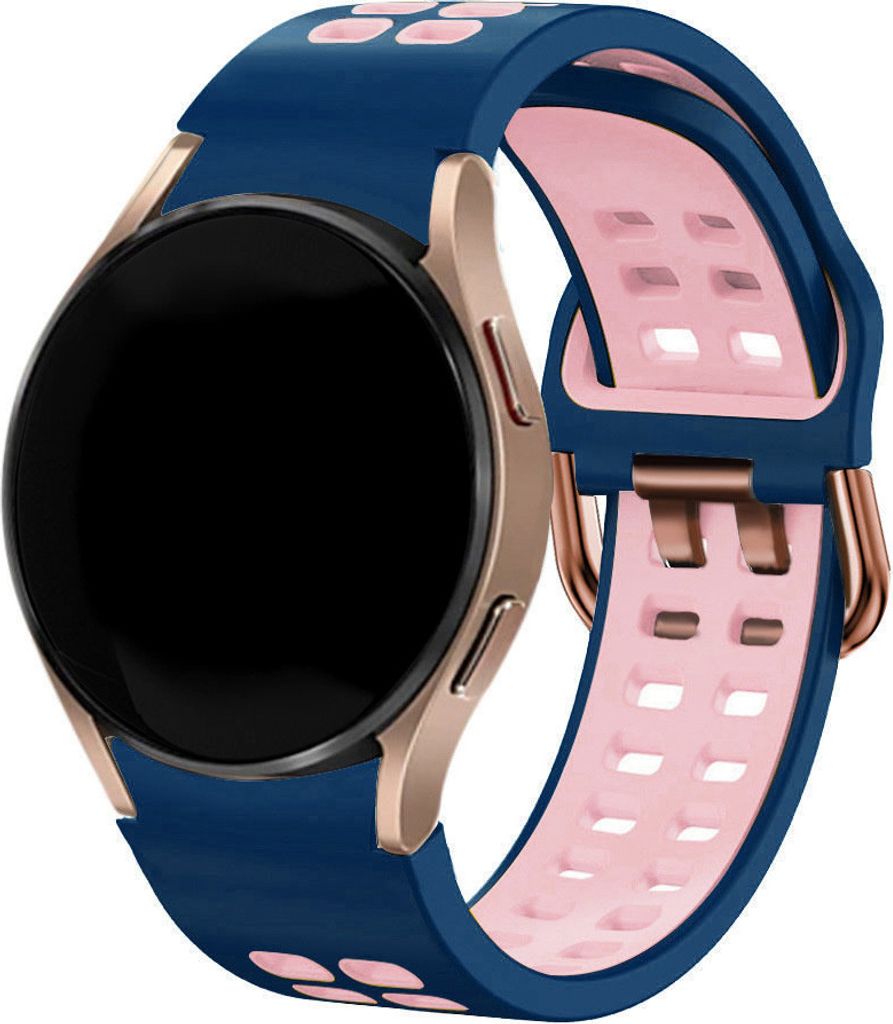 Strap-it Samsung Galaxy Watch 6 Classic 47mm Squared Sport Armband (Blau/Rosa)