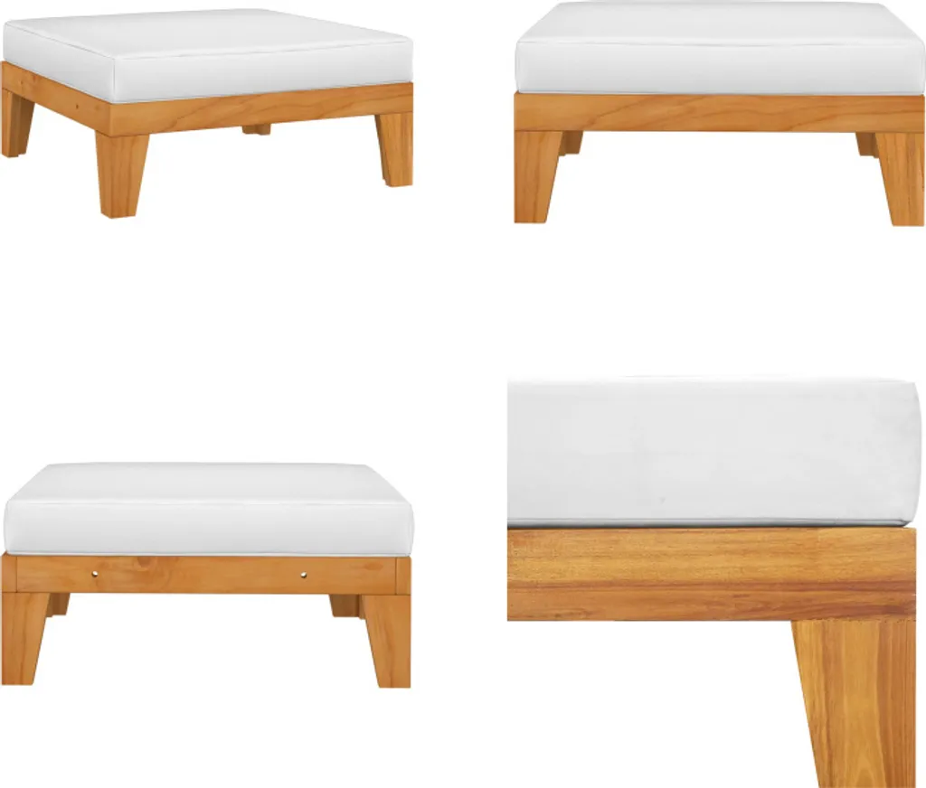 vidaXL Poggiapiedi modulare con cuscini bianco crema in legno massiccio di acacia - poggiapiedi - poggiapiedi in legno - poggiapiedi - poggiapiedi