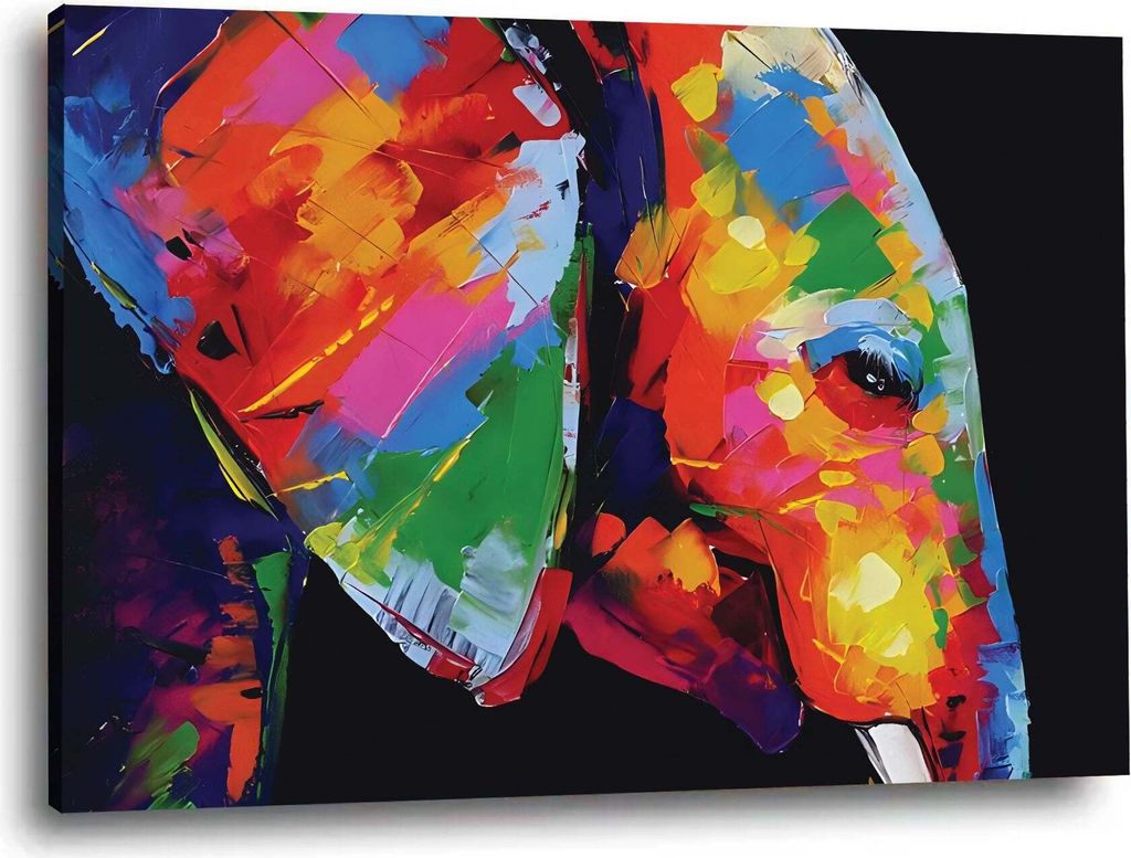 Elefant Abstract Pop Art Wandbild Leinwandbild Deko Kunst XL: 90x60x4cm