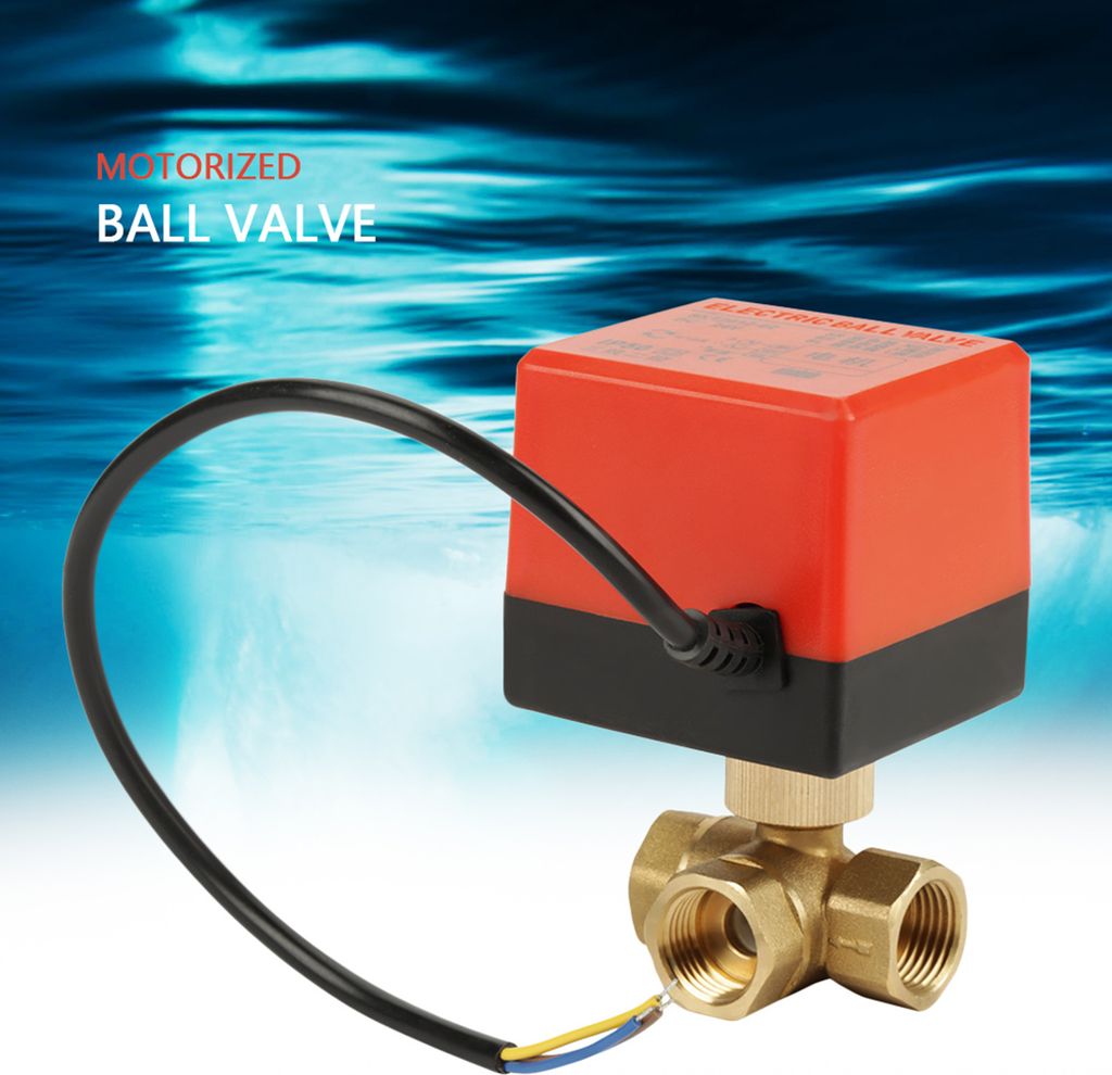 G1/2" DN15 Messing 3 Wege 220VAC Motorisiertes Elektrisches Kugelventil für Durchflusskontrolle