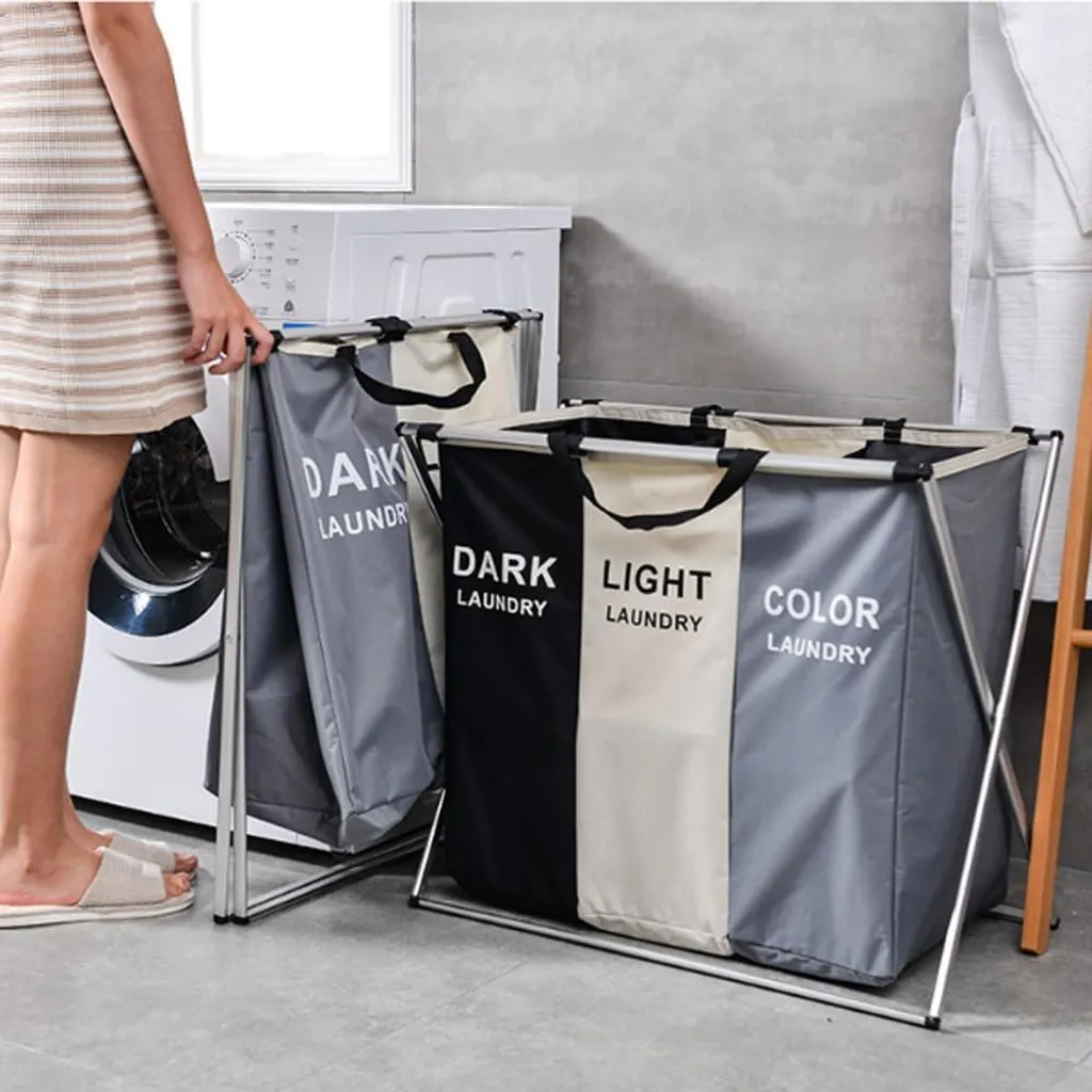 Corbeille à linge pliable 3 bacs de tri pour buanderie et chambre 60cm