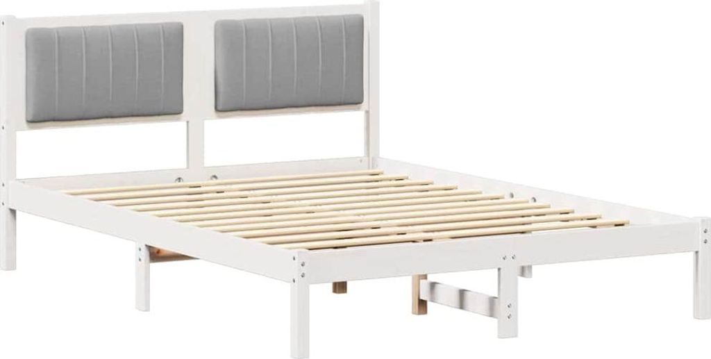 vidaXL Bettgestell mit gepolstertem Kopfteil Hellgrau 135 x 190 cm