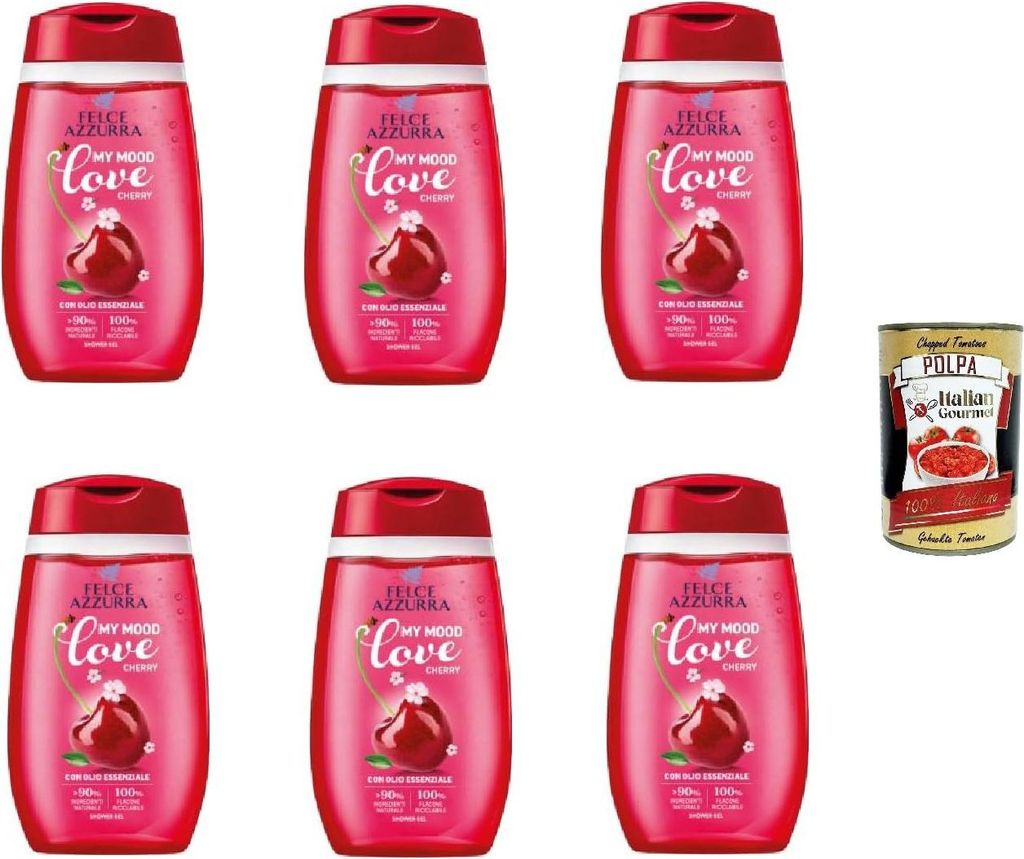 Felce Azzurra - Docciaschiuma MY Mood Love Cherry 250ml, Kirsch Duschgel 6x250ml + Italian Gourmet polpa 400gr