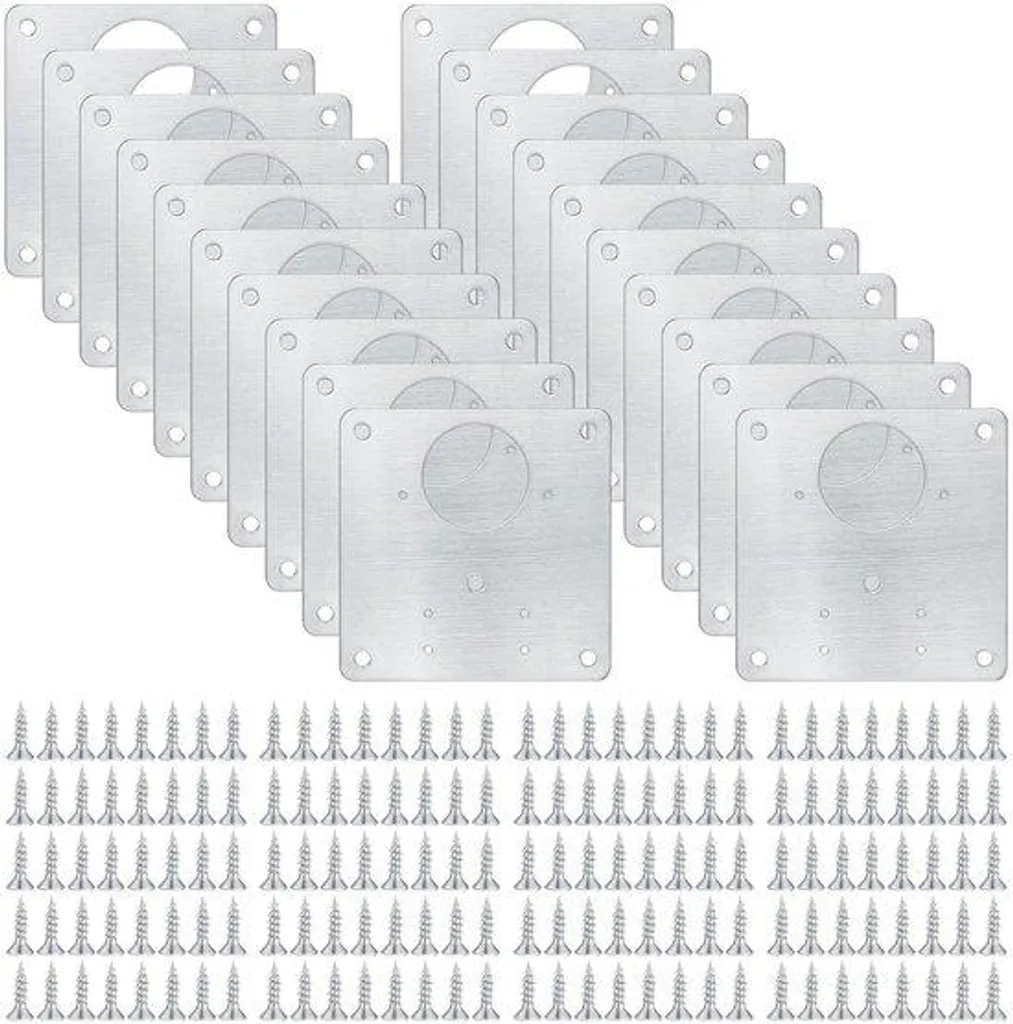 Kit de 20 plaques de fixation en inox pour charnières de cuisine