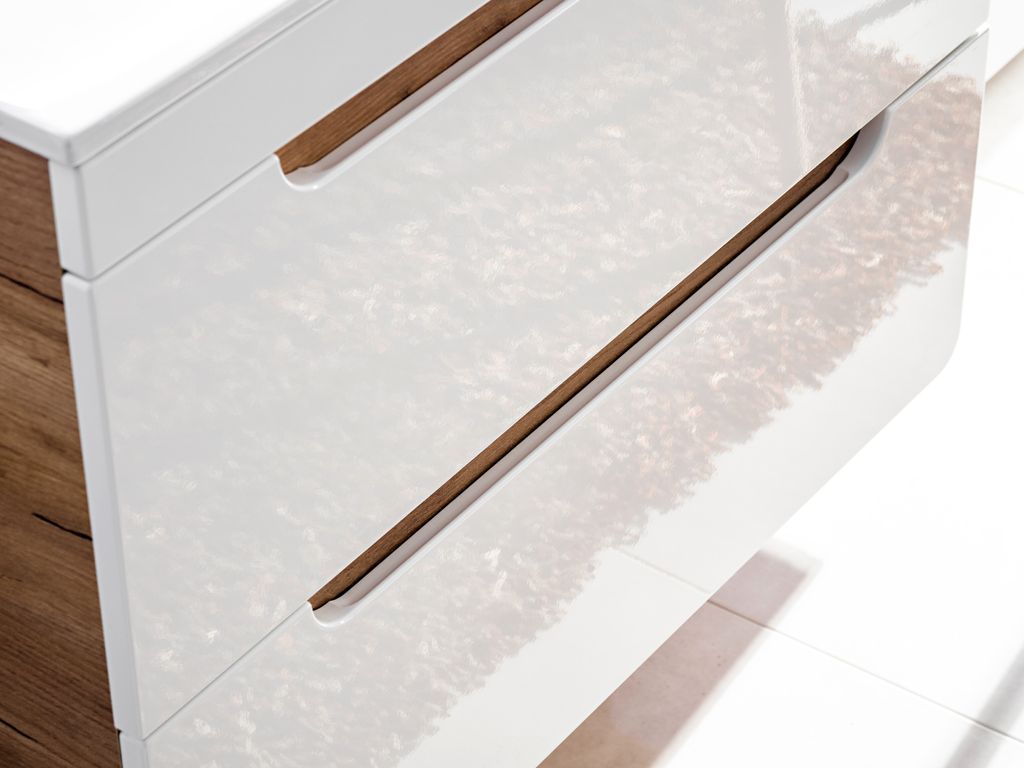 Badezimmerschrank mit Wäschekorb "Panay"  Weiß - Goldene Produktbild 14
