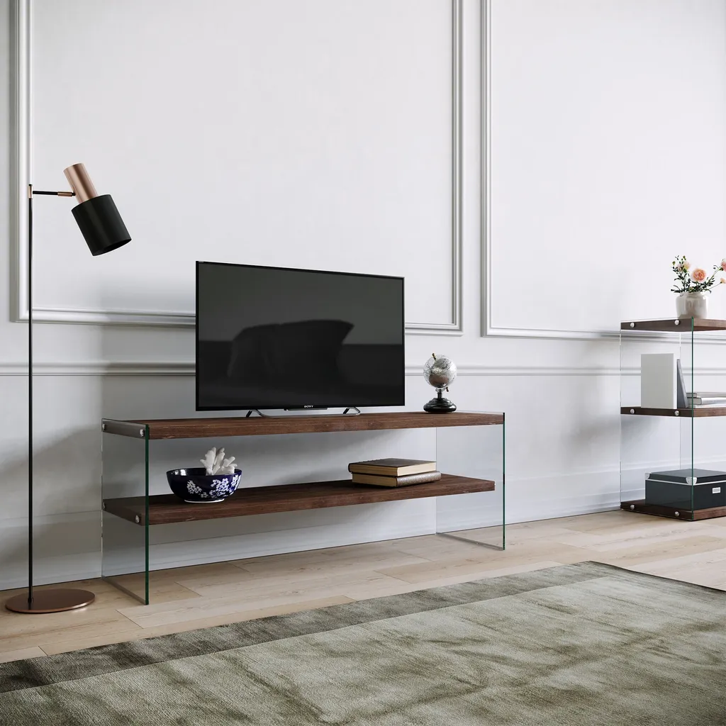 Optimisez votre Coin TV avec le Meuble en Noyer 120x45x35cm TV1003