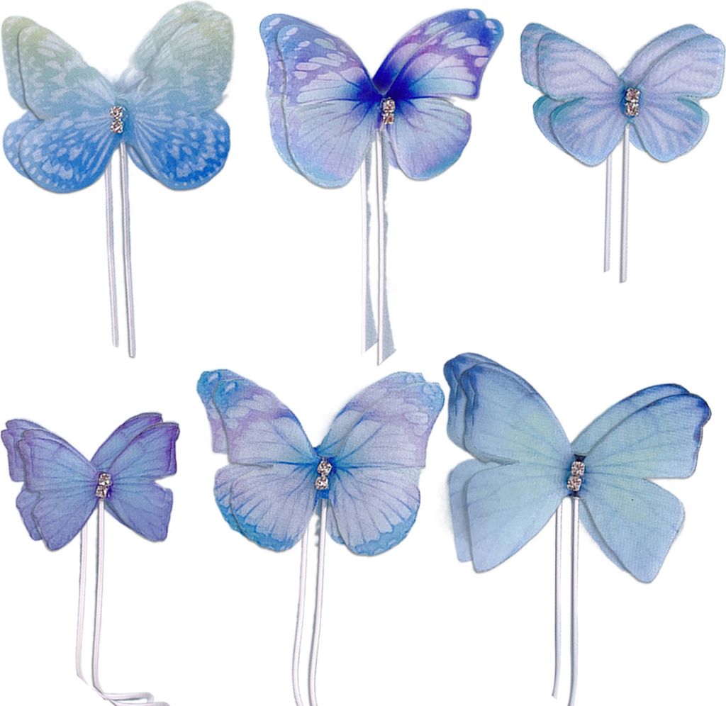 2 Sets Kuchen -Topper -Schmetterlingsdesign Innovative Kuchendekoration Polyester Realistischer Schmetterlings Backkarten für Party-Blau