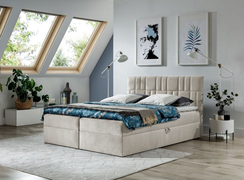 Kontinentales Bett 120x200 IVANA 3 – rot + Gratis-Topper